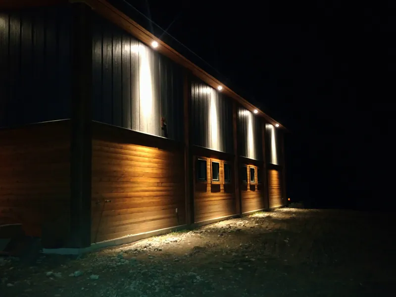 Directional soffit lights, by Built Right in Montana