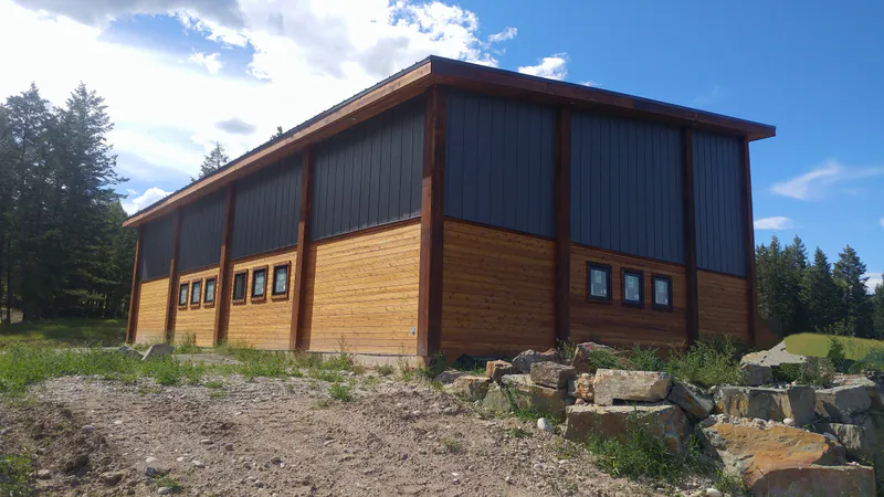 A timber-frame barndominium, by Built Right in Montana